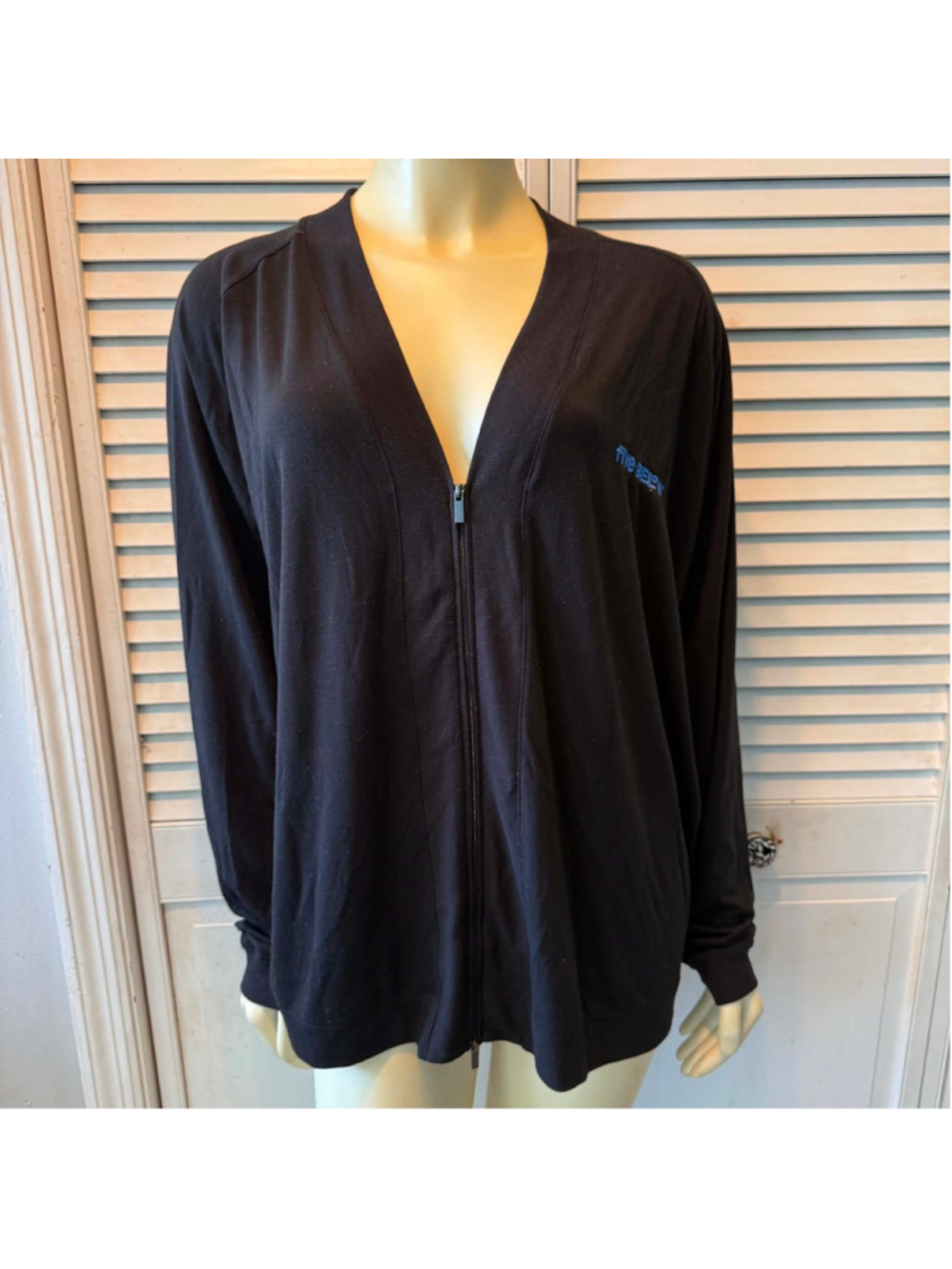 Five Happy Black Full Zip Lightweight Cardigan Jacket Women's Long Sleeve Casual